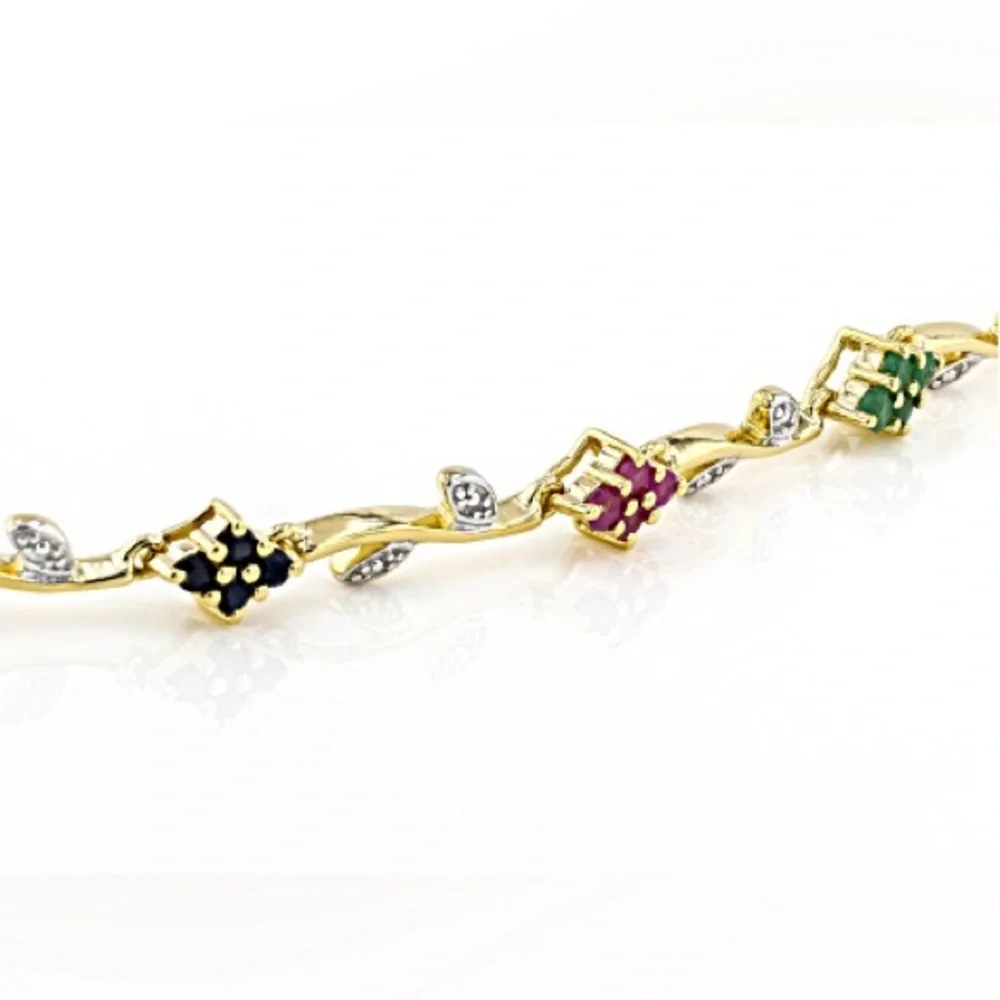 JTV Gold Bracelet with Green, Pink, and Black Accents - Picture 2 of 3